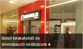 Belső kirakatvédő és térelválasztó védőrácsok